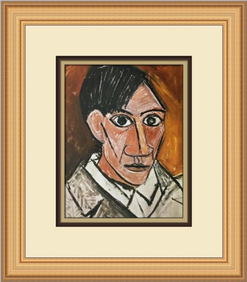 Pablo Picasso Self-Portrait Framed Art Print 14 x 12 Portrait: Pablo Picasso Self-Portrait Framed Art Print 14 x 12 Portrait This captivating custom framed print features a self-portrait by the renowned artist Pablo Picasso. Measuring 14 in. by 12 in., this mediu