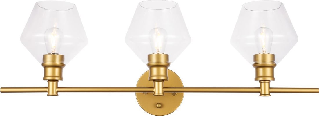 Elegant Lighting Gene Wall Lamp Brass Glass UL-Listed 3 Bulb: Elegant Lighting Gene Wall Lamp Brass Glass UL-Listed 3 Bulb Illuminate your space with the Elegant Gene Wall Lamp, a stunning combination of brass and glass. This sophisticated wall fixture features
