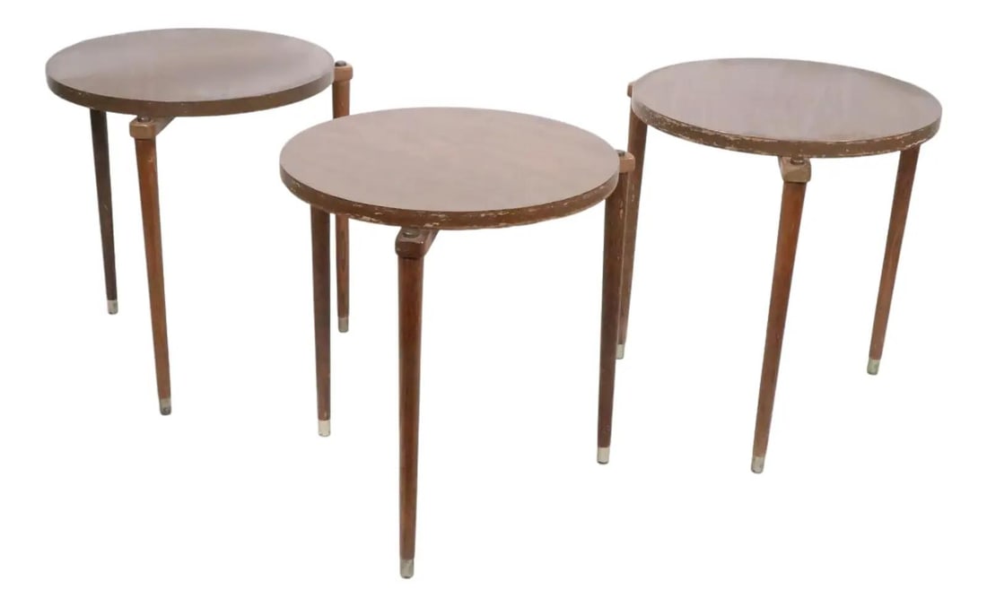 Set of Three Mid Century Modern Stacking Tables 1950s (1 of 10)