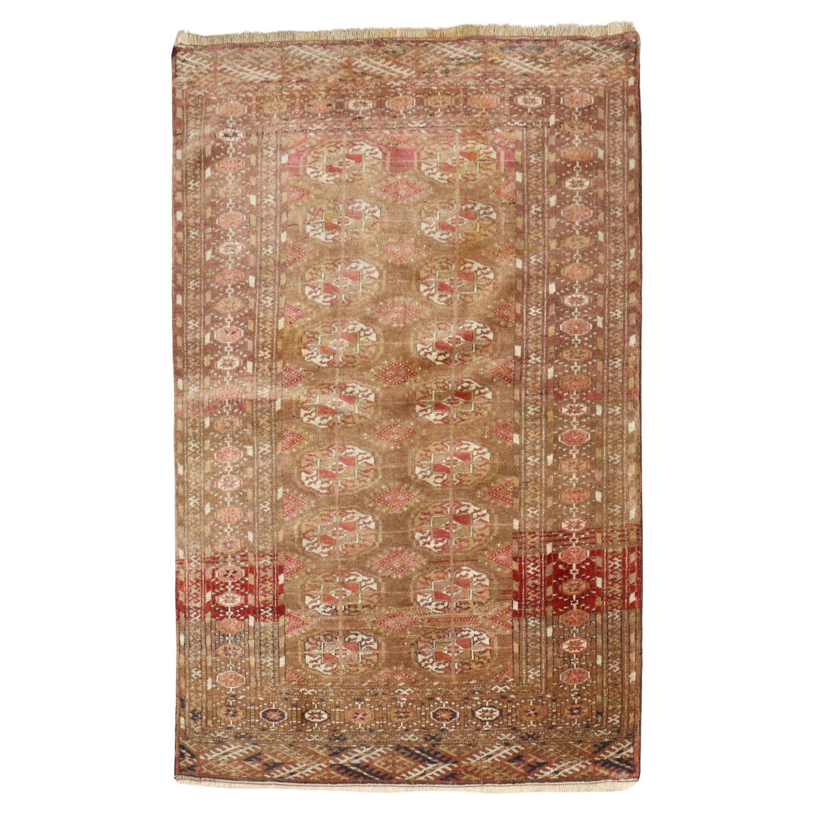 Tribal Antique Turkeman Rug Hand-Woven Wool 20th Century 33 x 48 in: Tribal Antique Turkeman Rug Hand-Woven Wool 20th Century 33 x 48 in Discover the beauty of this Zabihi Collection Tribal Antique Turkeman Rug, a stunning piece that showcases the rich cultural heritag