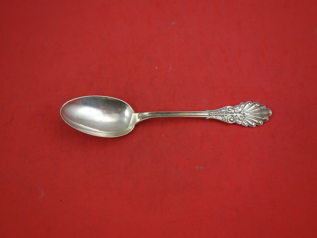 Wood & Hughes Grecian Sterling Silver Teaspoon Monogrammed 6": Wood & Hughes Grecian Sterling Silver Teaspoon Monogrammed 6" This exquisite Grecian teaspoon is crafted from high-quality sterling silver by Wood & Hughes, showcasing a beautiful and timeless design.
