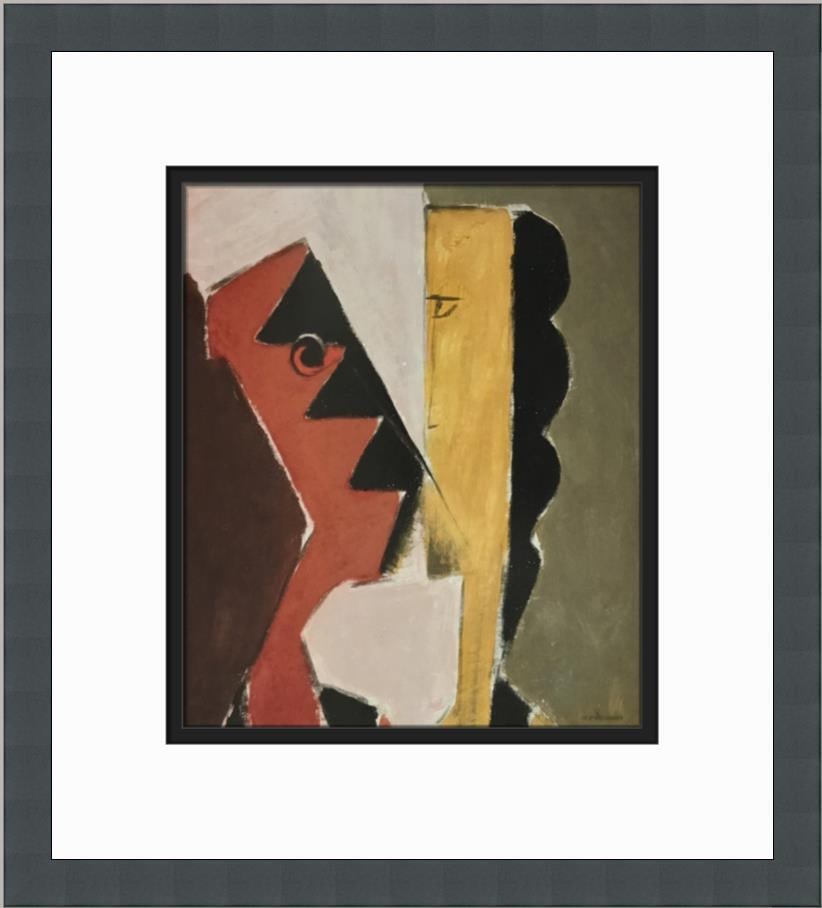 Alfred Maurer Father and Son Custom Framed Abstract Print 15x13: Alfred Maurer Father and Son Custom Framed Abstract Print 15x13 This exquisite custom framed print titled 'Father and Son' by Alfred Maurer features a captivating abstract cubism style. Produced throu