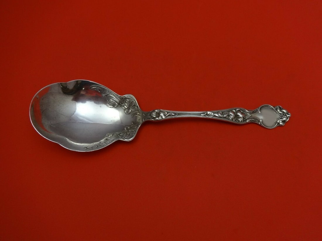 Wallace Violet Sterling Silver Berry Spoon 8 3/4 Inch Serving Spoon: Wallace Violet Sterling Silver Berry Spoon 8 3/4 Inch Serving Spoon This exquisite serving spoon, part of the "Violet" pattern by Wallace, showcases the elegance of heirloom sterling silver craftsmans