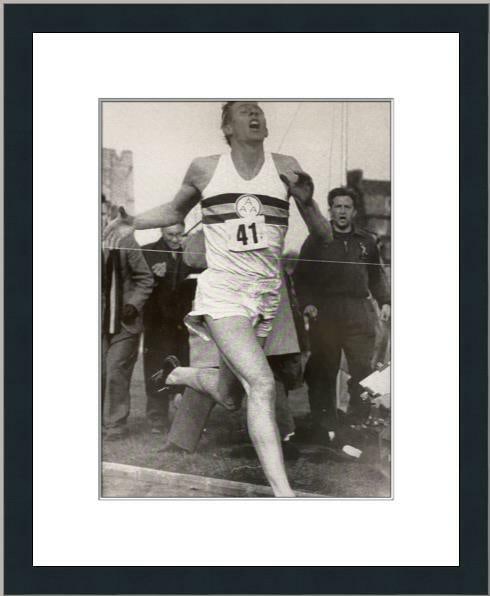 Roger Bannister Black & White Lithograph Custom Framed Art Print: Roger Bannister Black & White Lithograph Custom Framed Art Print This striking black and white print features Roger Bannister in action, capturing the essence of his legendary running career. Professi