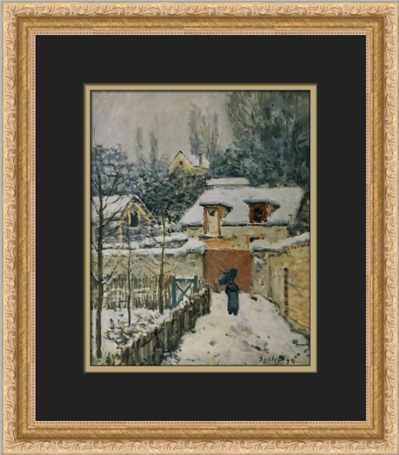 Alfred Sisley Snowy Effect Custom Framed Print 16x14 Impressionism Artwork: Alfred Sisley Snowy Effect Custom Framed Print 16x14 Impressionism Artwork This stunning custom framed print features Alfred Sisley's artwork titled "Snowy Effect at the Louveciennes," showcasing a be