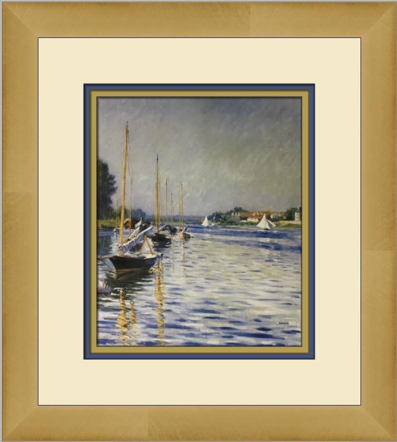 Gustave Caillebotte Boats on the Siene at Argenteuill Custom Framed Art Print: Gustave Caillebotte Boats on the Siene at Argenteuill Custom Framed Art Print Experience the beauty of Impressionism with this custom framed print of Gustave Caillebotte's "Boats on the Seine at Argen