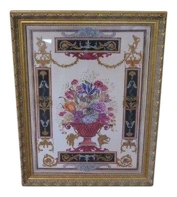 Artist Signed Large Floral Artwork in Gold Frame 24.5x32 Red: Artist Signed Large Floral Artwork in Gold Frame 24.5x32 Red This stunning large floral decorative artwork features beautiful details and is artist signed, adding a unique touch to your decor. The pie