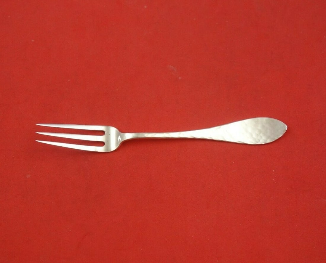 Shreve Sterling Silver Antique Hammered Strawberry Fork 5 1/8": Shreve Sterling Silver Antique Hammered Strawberry Fork 5 1/8" This exquisite antique hammered strawberry fork measures 5 1/8 inches and is crafted from high-quality sterling silver by the renowned ma