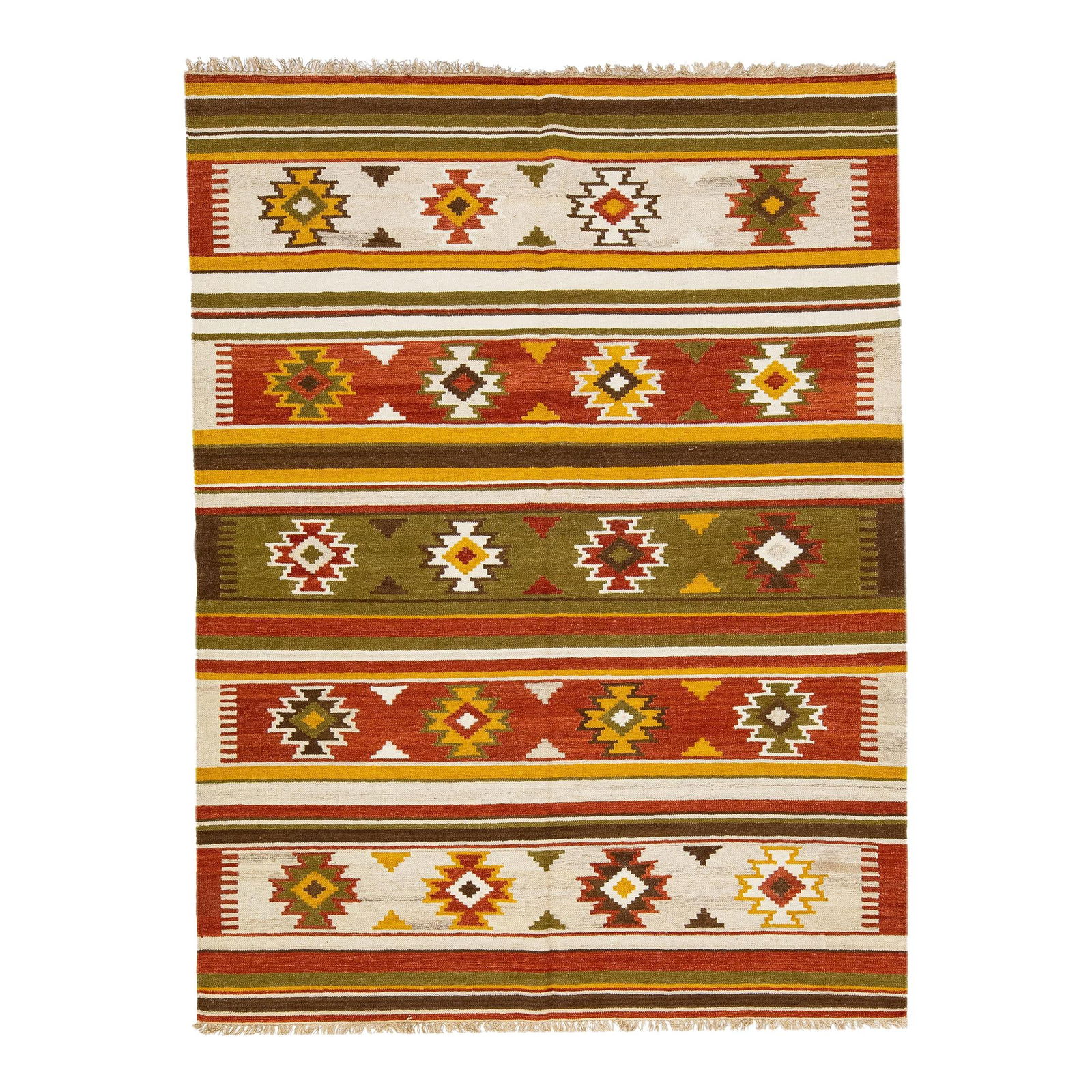 Handmade Modern Kilim Multicolor Geometric Wool Rug 5'10 x 7'9: Handmade Modern Kilim Multicolor Geometric Wool Rug 5'10 x 7'9 Enhance your living space with this exquisite Modern Kilim handmade rug, featuring a vibrant multicolor geometric design. Crafted from hi