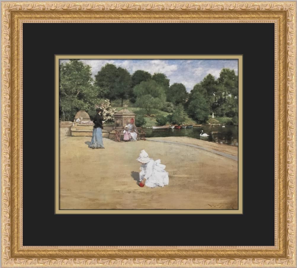 William Chase Early Morning Stroll Custom Framed Print 15 x 16 Impressionist Art: William Chase Early Morning Stroll Custom Framed Print 15 x 16 Impressionist Art This exquisite custom framed print titled 'Early Morning Stroll' by artist William Chase captures the beauty of landsca