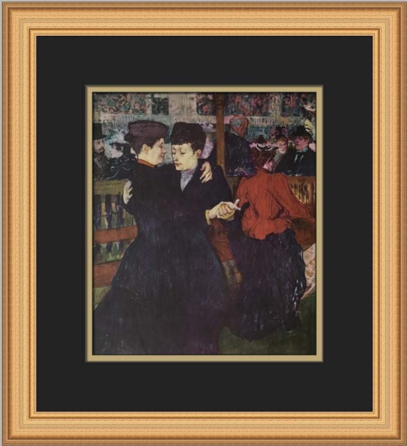 Henri de Toulouse-Lautrec Two Waltzers Custom Framed Art Print 15 x 14: Henri de Toulouse-Lautrec Two Waltzers Custom Framed Art Print 15 x 14 This exquisite custom framed print features Henri de Toulouse-Lautrec's iconic artwork, "Two Waltzers at the Moulin Rouge." The p