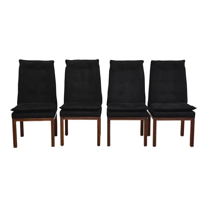Mid Century Modern John Stuart Walnut Dining Chairs Set of 4: Mid Century Modern John Stuart Walnut Dining Chairs Set of 4 Elevate your dining experience with this set of four mid-century modern dining chairs designed by John Stuart. Crafted from rich walnut, th