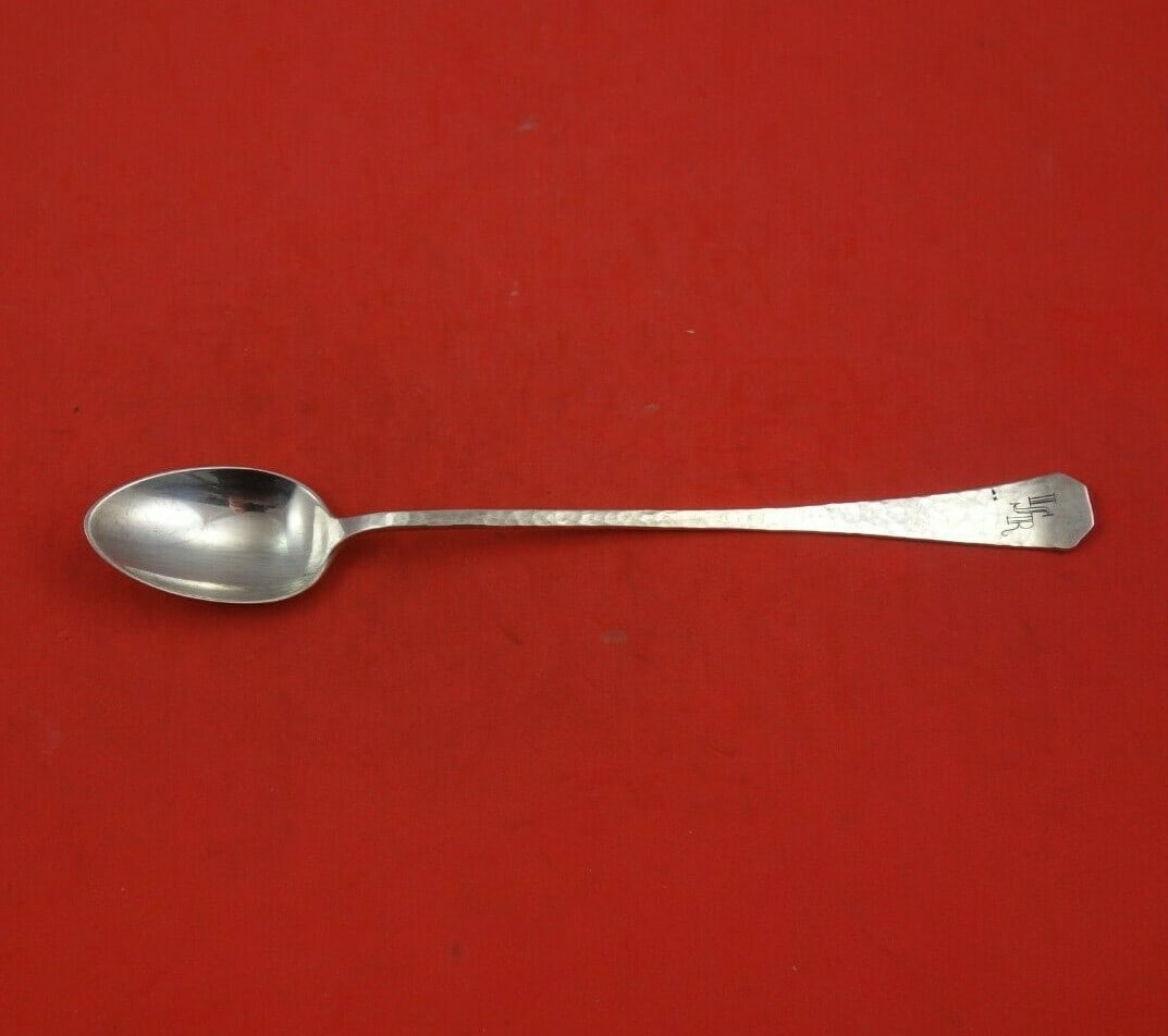 Wallace San Juan Sterling Silver Iced Tea Spoon 7 7/8" Monogrammed: Wallace San Juan Sterling Silver Iced Tea Spoon 7 7/8" Monogrammed This exquisite iced tea spoon is part of the San Juan pattern by Wallace, crafted from high-quality sterling silver. Measuring 7 7/8