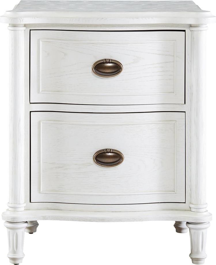 Elegant Universal Amity Cotton Nightstand French Country Style: Elegant Universal Amity Cotton Nightstand French Country Style Introducing the Sophisticated Cotton Amity Nightstand, a perfect blend of elegance and functionality. This nightstand features a charming