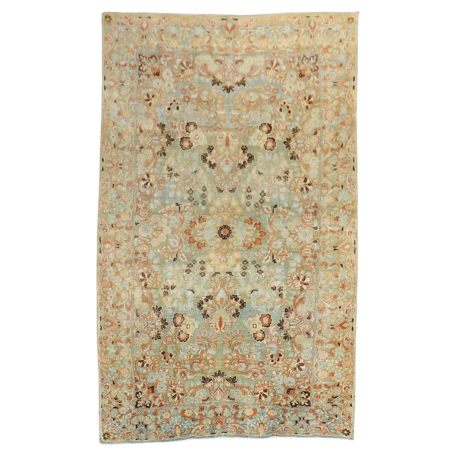 Zabihi Collection Hand-Knotted Persian Sarouk Rug 69x112 in 1920s Wool: Zabihi Collection Hand-Knotted Persian Sarouk Rug 69x112 in 1920s Wool Discover the elegance of this early 20th Century Persian Sarouk rug, expertly hand-knotted from high-quality wool. Featuring a ca