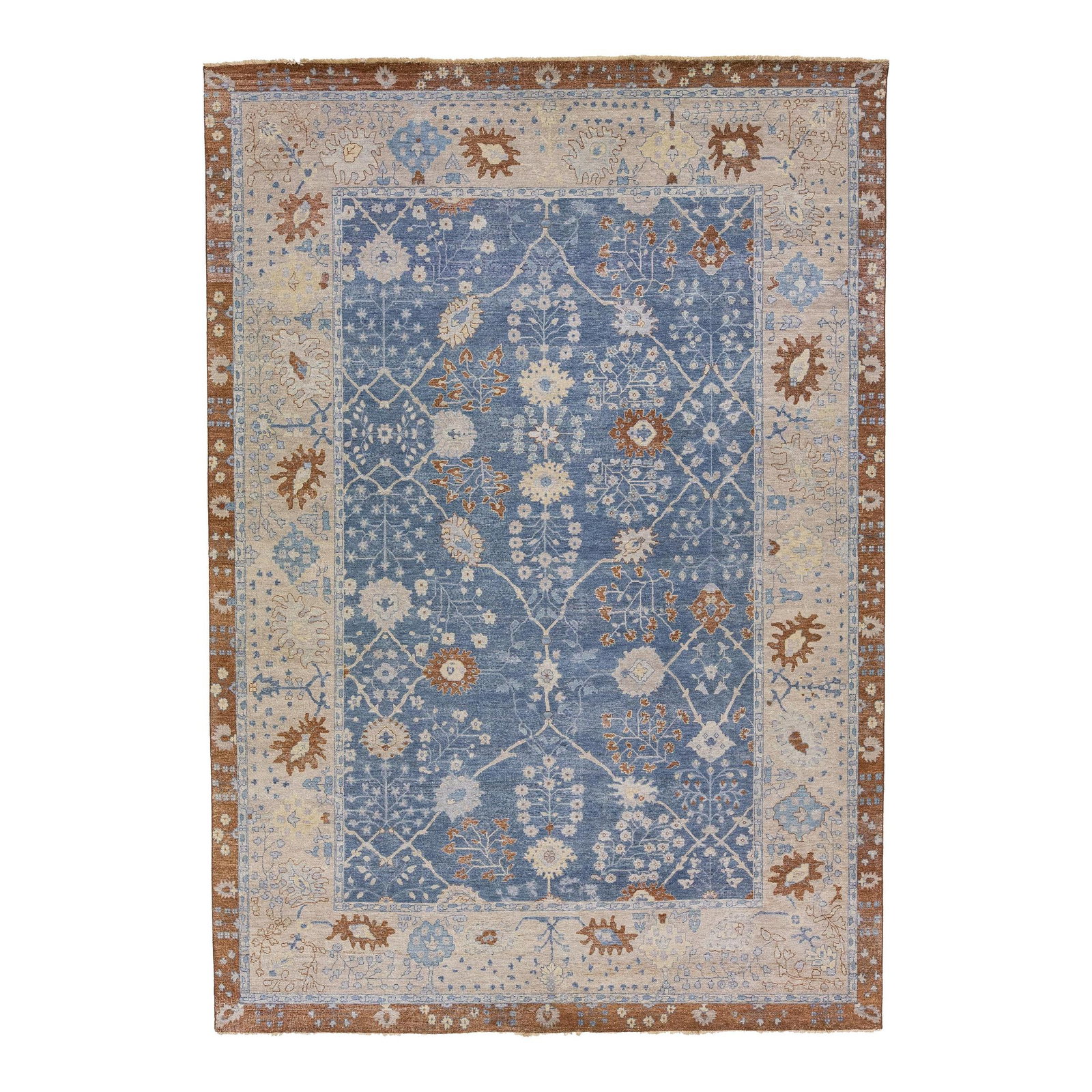 Handmade Floral Wool Rug Artisan 10' x 14'4: Handmade Floral Wool Rug Artisan 10' x 14'4 Introducing the Blue Artisan Collection Handmade Floral Wool Rug, a splendid piece that seamlessly blends antique charm with contemporary style. This exquis