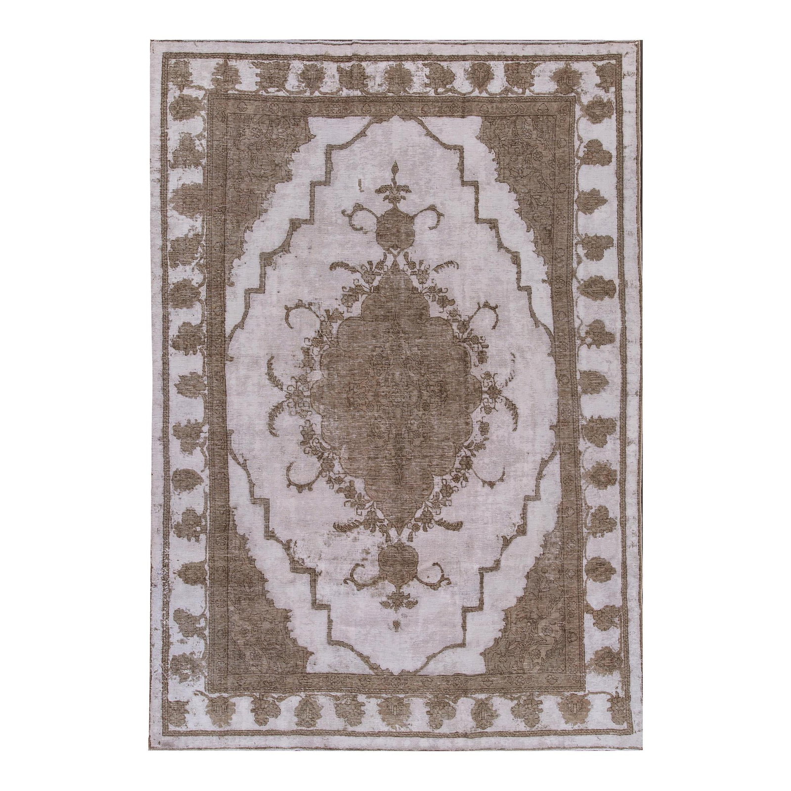 1960s Persian Tabriz Handmade Brown Wool Rug 7'06 x 11'02: 1960s Persian Tabriz Handmade Brown Wool Rug 7'06 x 11'02 This exquisite vintage Persian Tabriz rug showcases a stunning hand-knotted wool construction with a rich brown field and elegant gray accents