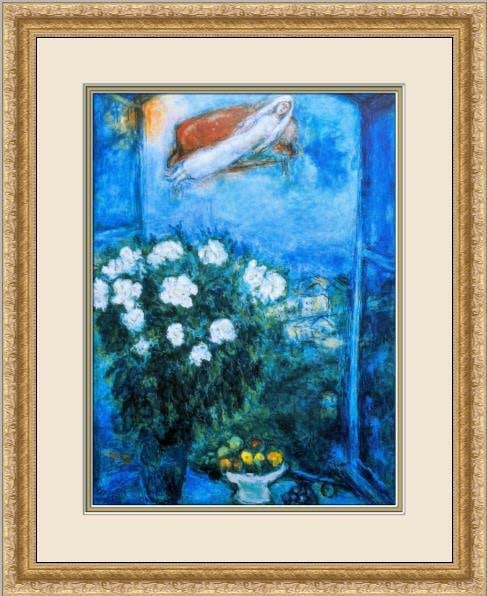 Marc Chagall A Dream Lithography Custom Framed Print 14x17: Marc Chagall A Dream Lithography Custom Framed Print 14x17 This stunning custom gallery framed print by Marc Chagall features the enchanting artwork titled 'A Dream,' depicting a vibrant flowers lands