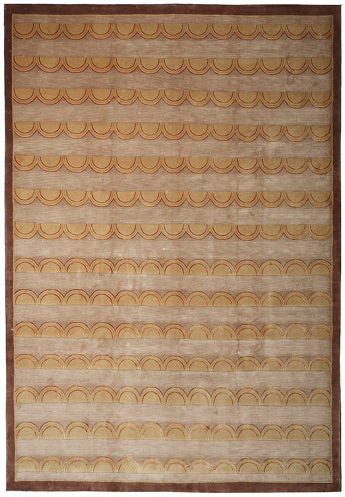 7.9 x 10 Handmade Modern Wool and Silk Area Rug Fine Weave Beige Gold: 7.9 x 10 Handmade Modern Wool and Silk Area Rug Fine Weave Beige Gold Free continental US Shipping This handmade area rug features a fine weave crafted from a blend of wool and silk. Showcasing a mode