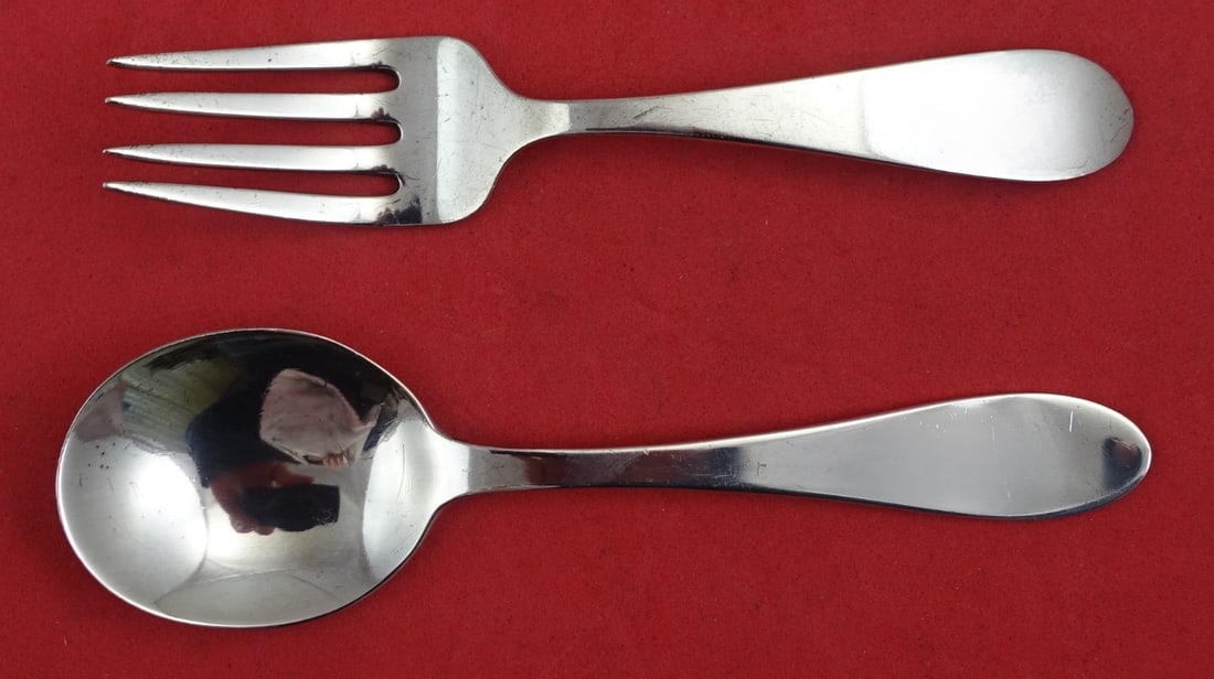 Gorham Puritan Sterling Silver Baby Set 2-Piece Fork Spoon: Gorham Puritan Sterling Silver Baby Set 2-Piece Fork Spoon This exquisite 2-piece baby set from Gorham features the elegant Puritan pattern. Composed of high-quality sterling silver, the set includes