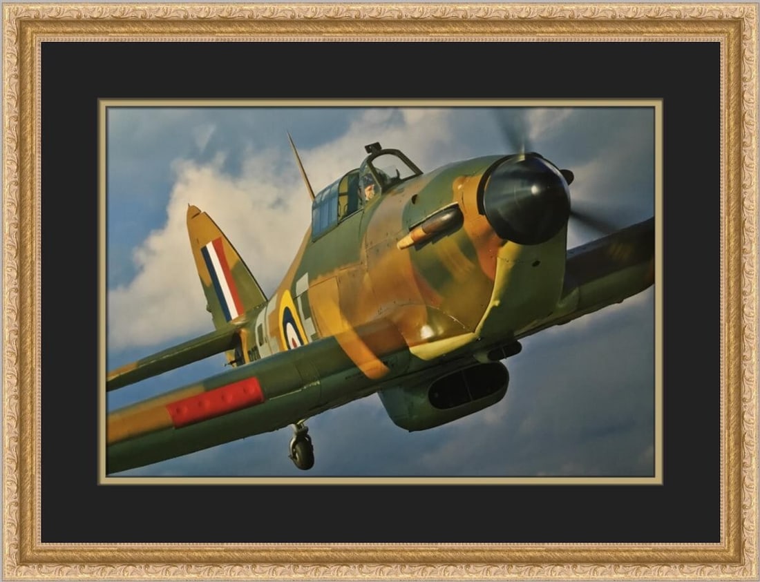 Hawker CC&F Hurricane MK XIIa Custom Framed Print by Philip Makanna: Hawker CC&F Hurricane MK XIIa Custom Framed Print by Philip Makanna This stunning custom framed print features the Hawker CC&F Hurricane MK XIIa, beautifully rendered in a realism style by artist Phil