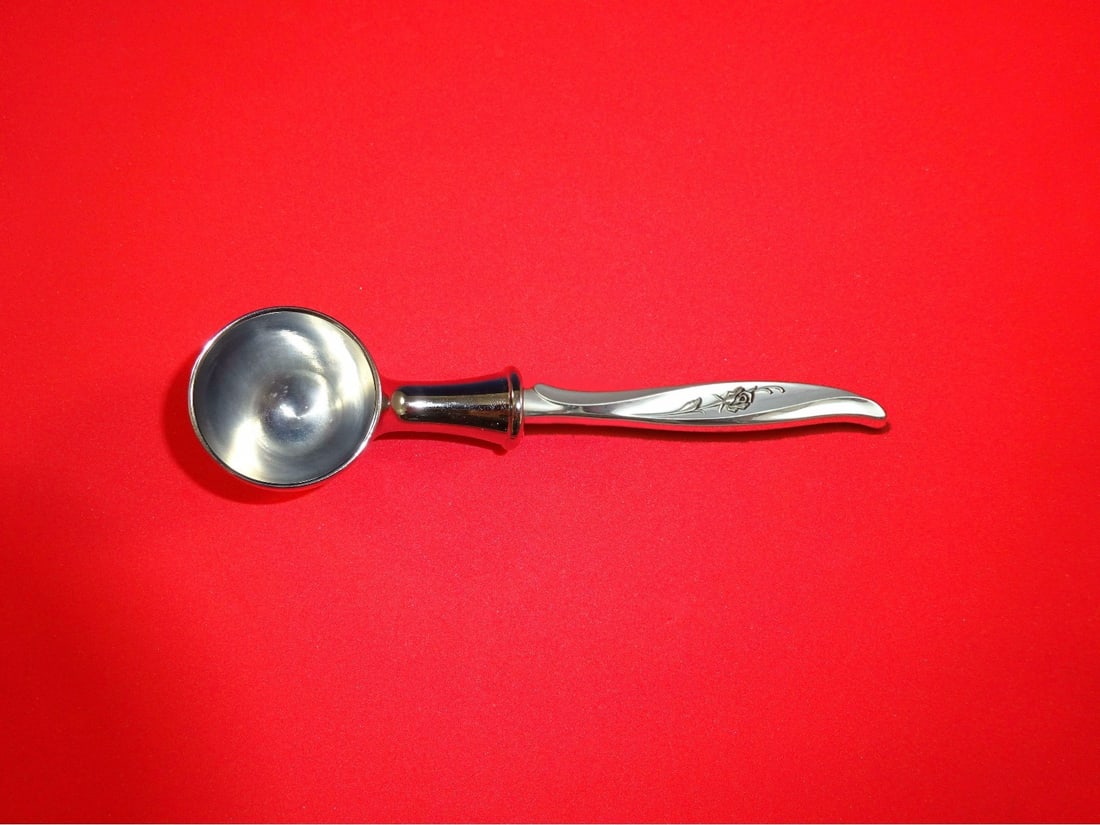 International Sterling Silver Coffee Scoop Rose Ballet Custom 6 Inch: International Sterling Silver Coffee Scoop Rose Ballet Custom 6 Inch This elegant coffee scoop features a sterling silver hollow handle and a chrome-plated implement, beautifully crafted in the "Rose
