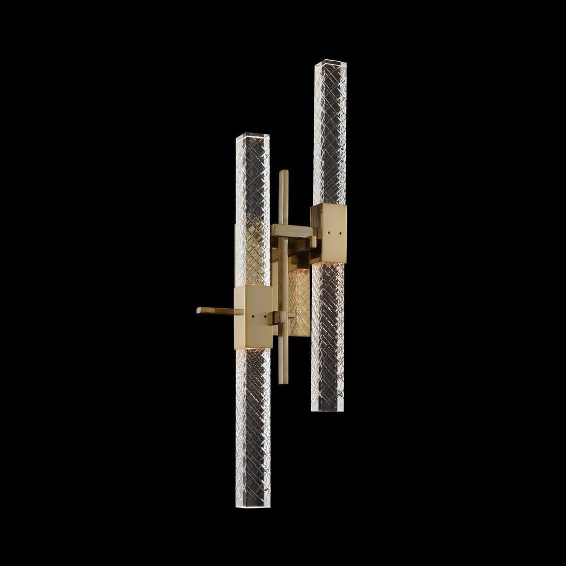 Kalco Apollo 4-Light Wall Sconce in Brushed Gold with Firenze Crystal: Kalco Apollo 4-Light Wall Sconce in Brushed Gold with Firenze Crystal Illuminate your space with the Modern Apollo 4 Light Crystal Wall Sconce, a stunning addition that combines contemporary style wit