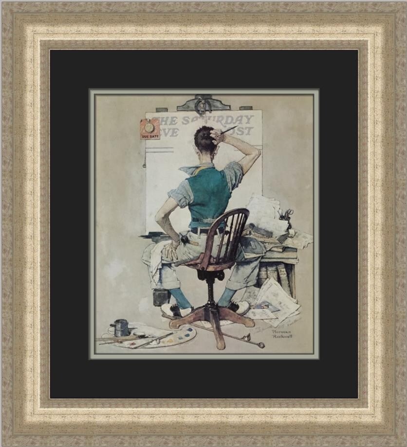 Norman Rockwell The Artist Custom Framed Lithograph 21 x 19: Norman Rockwell The Artist Custom Framed Lithograph 21 x 19 This custom framed print titled "The Artist" by Norman Rockwell captures the essence of Americana art. Produced in 1977, this medium-sized p