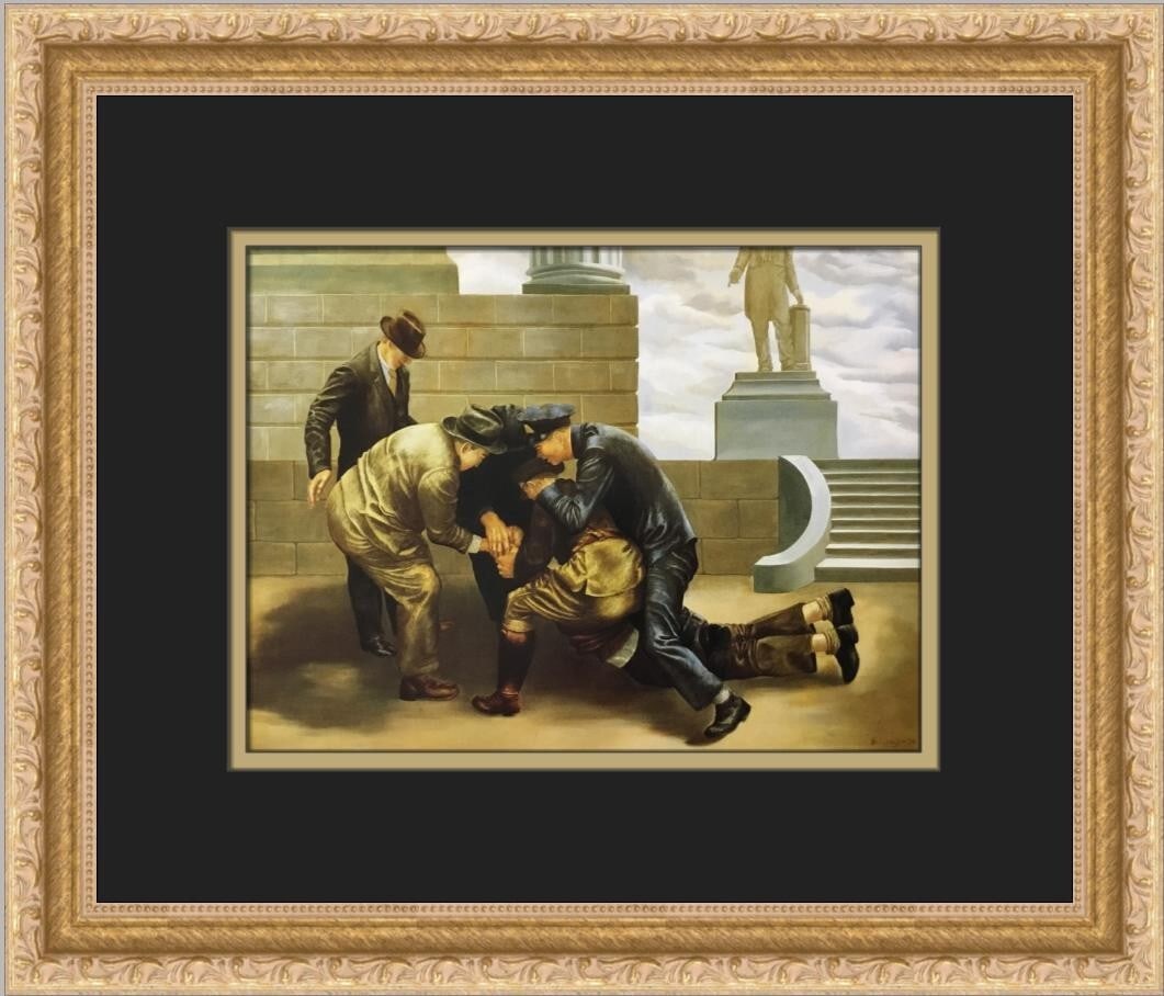 Henry Billings The Arrest Custom Framed Urban Realism Print: Henry Billings The Arrest Custom Framed Urban Realism Print Discover the captivating urban realism of Henry Billings' print titled "The Arrest." This stunning artwork is presented in a custom frame, m