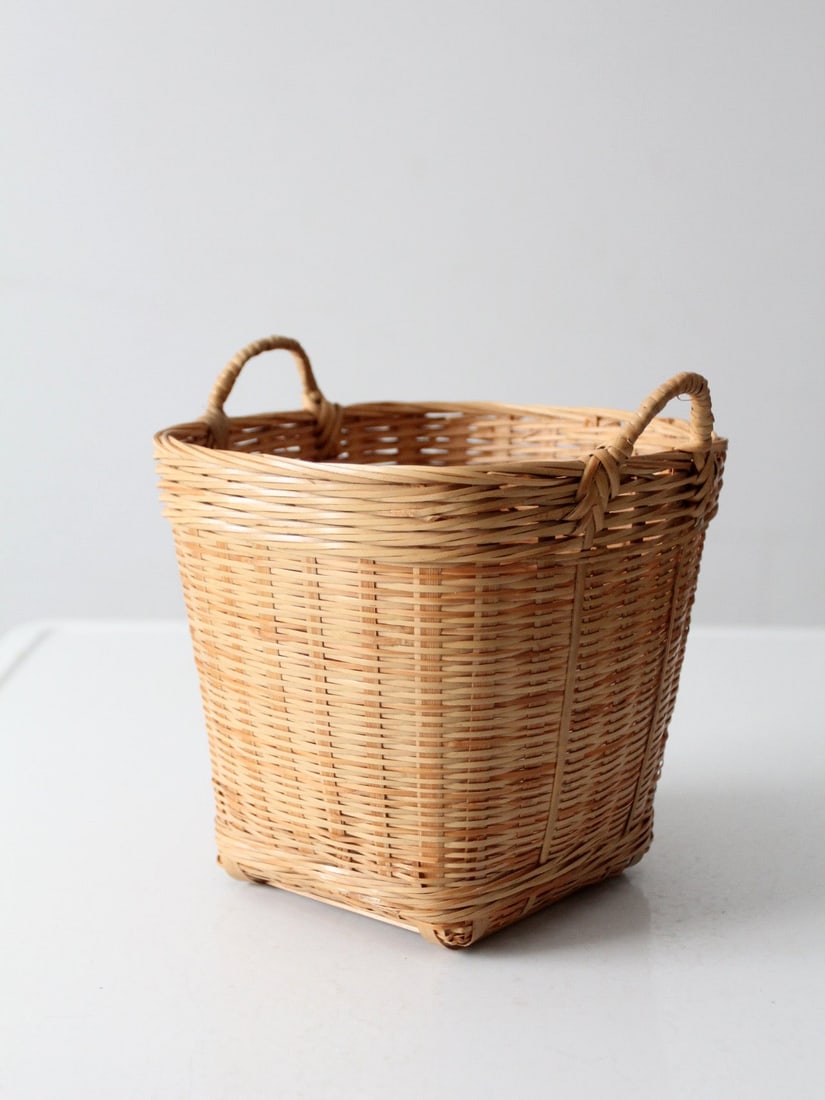 Woven Vintage Basket With Dual Handles And Natural Finish (1 of 9)