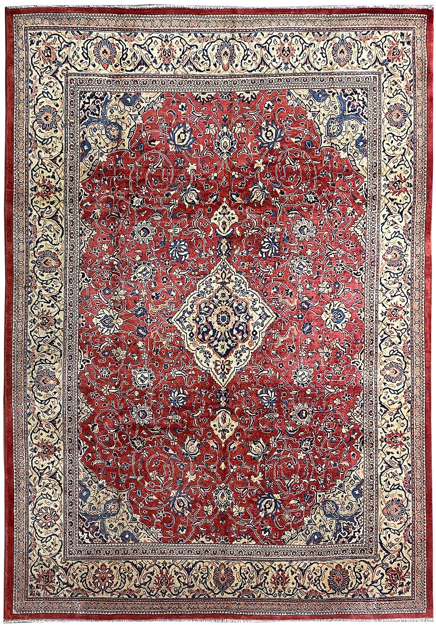 10' x 13'3 Red Semi Antique Persian Sarouk Wool Rug Handcrafted Iran: 10' x 13'3 Red Semi Antique Persian Sarouk Wool Rug Handcrafted Iran Free continental US Shipping This semi-antique Persian Sarouk rug is expertly handcrafted by skilled artisans, featuring intricate