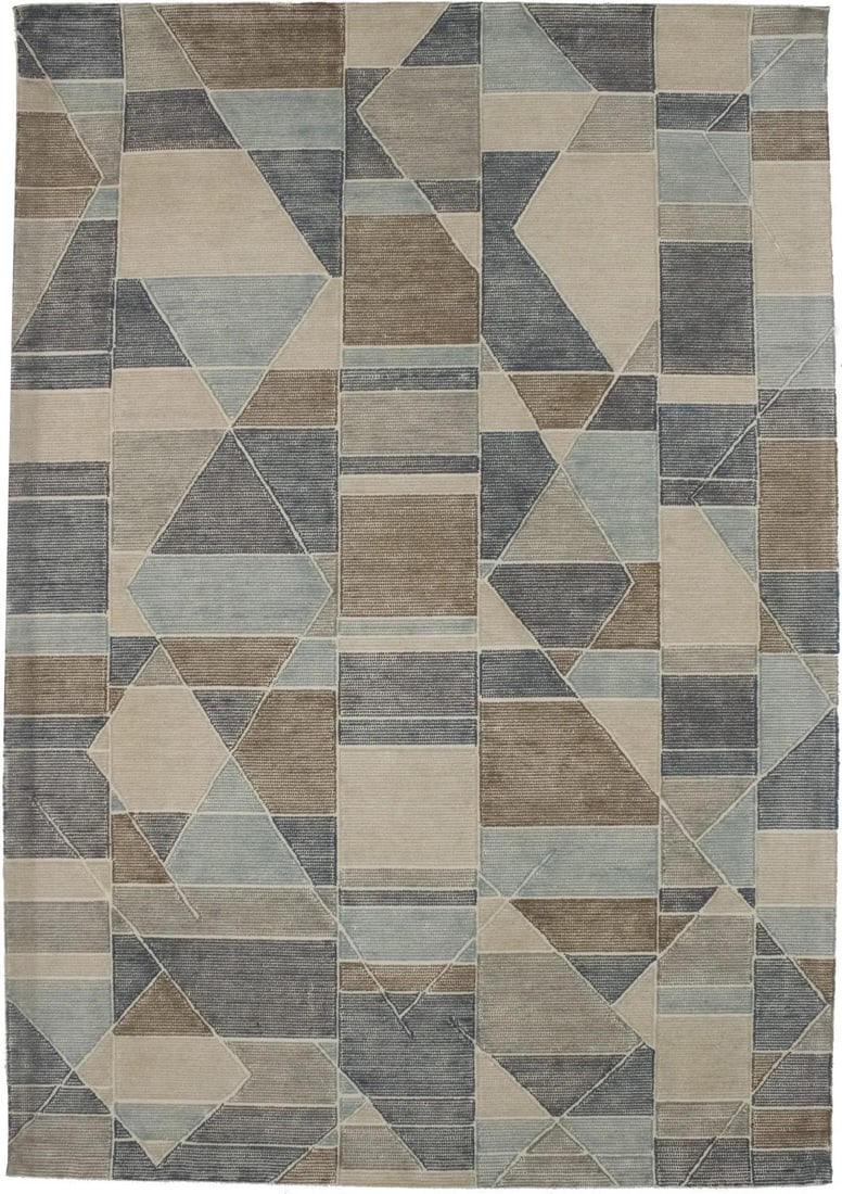 Multicolored Hand-Tufted Geometric Wool Rug 5X8 ft Modern Decor: Multicolored Hand-Tufted Geometric Wool Rug 5X8 ft Modern Decor Enhance your living space with this stunning multicolored hand-tufted geometric rug, perfect for modern decor. Measuring 5'0" x 8'0", th