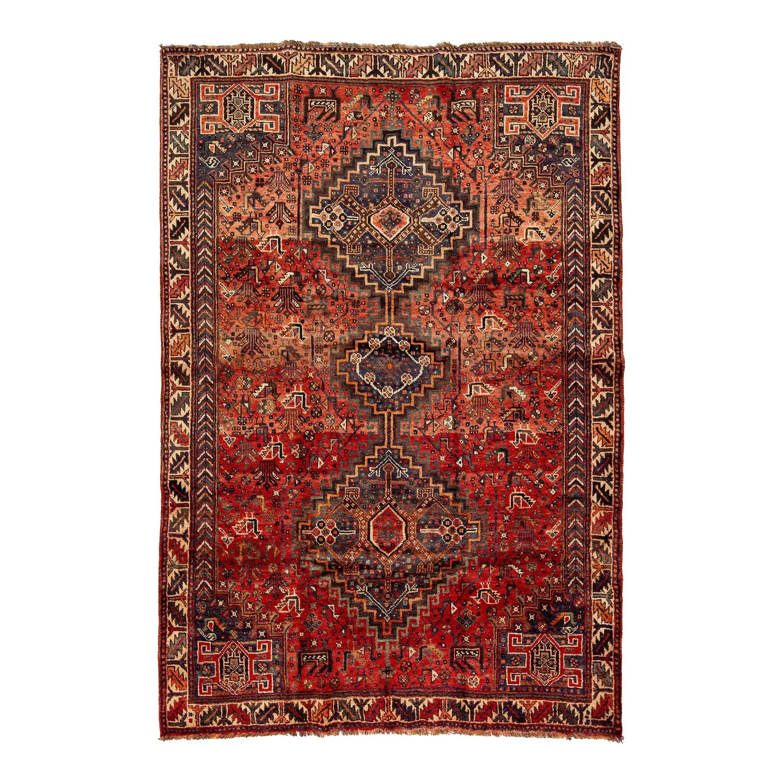 Vintage Persian Handmade Wool Rug Tribal Design Red 5'8'' x 8'5'' (1 of 9)