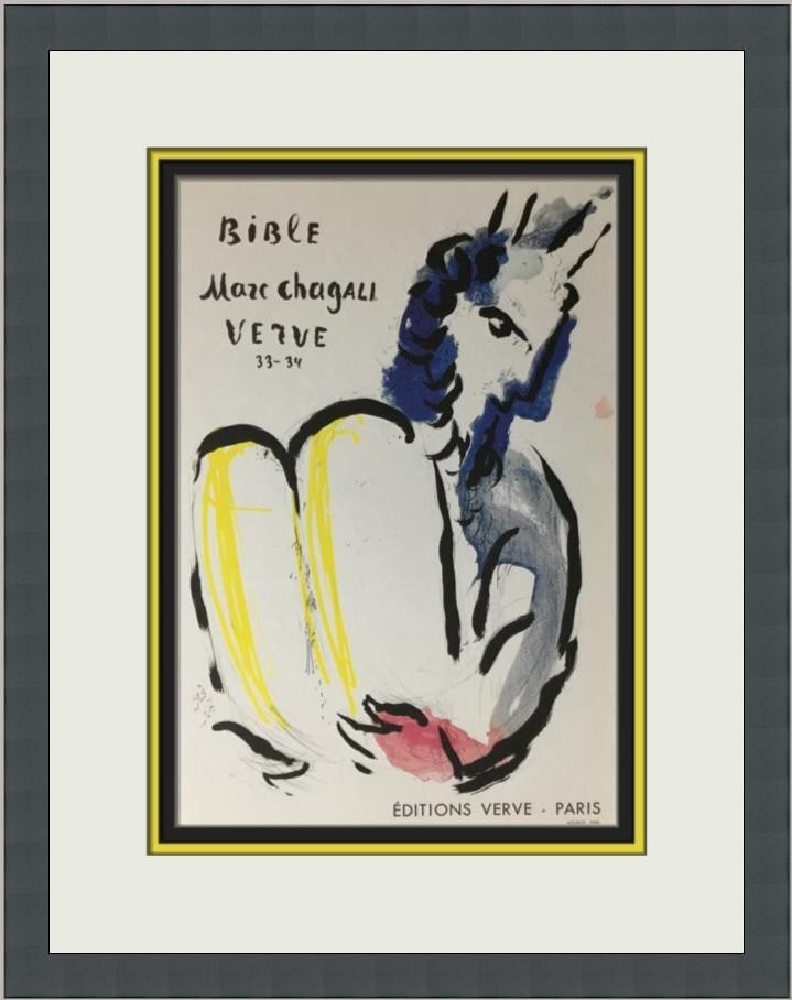 Marc Chagall Moses Custom Framed Lithograph Art Print 17x13: Marc Chagall Moses Custom Framed Lithograph Art Print 17x13 This exquisite custom framed print by renowned artist Marc Chagall captures the essence of his artistic style, blending cubism, expressionis