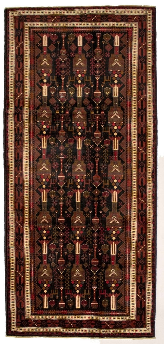 Vintage Tribal Style Handmade Wool Oriental Runner Rug 4'4 x 9'7: Vintage Tribal Style Handmade Wool Oriental Runner Rug 4'4 x 9'7 Enhance your home decor with this stunning handmade wool vintage tribal style oriental rug. Measuring 4'4" x 9'7" (approximately 115" x