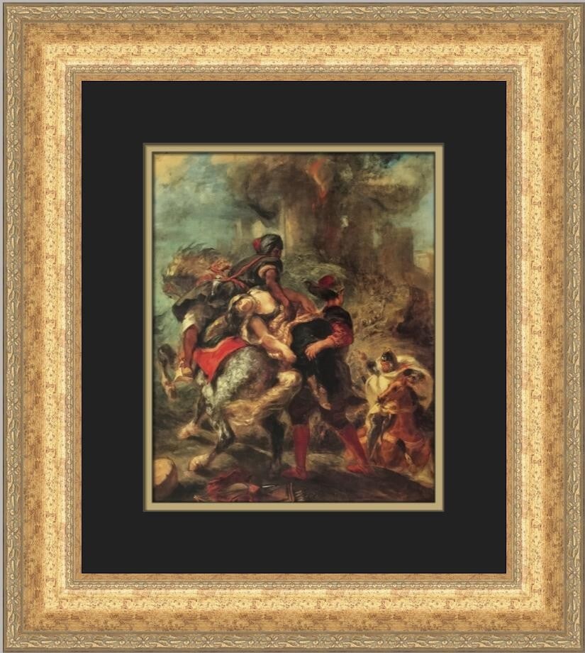 Eugene Delacroix The Abduction of Rebecca Custom Framed Print 19x17: Eugene Delacroix The Abduction of Rebecca Custom Framed Print 19x17 This exquisite custom framed print titled "The Abduction of Rebecca" is by renowned artist Eugene Delacroix. Measuring 19 in. by 17