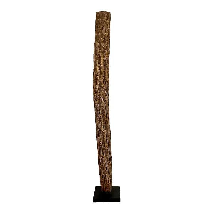 Monumental Vintage Boho Hand-Carved Wood Totem Sculpture 82.25" Tall: Monumental Vintage Boho Hand-Carved Wood Totem Sculpture 82.25" Tall Enhance your living space with this stunning Late 20th Century Vintage Boho Carved Wood Totem Sculpture. This monumental piece of a