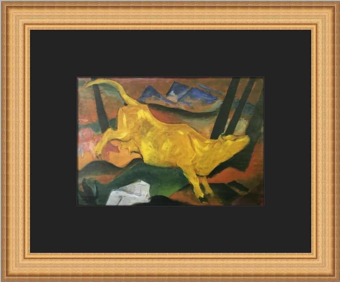 Franz Marc The Yellow Cow Custom Framed Lithograph Print 11 x 14 (1 of 2)