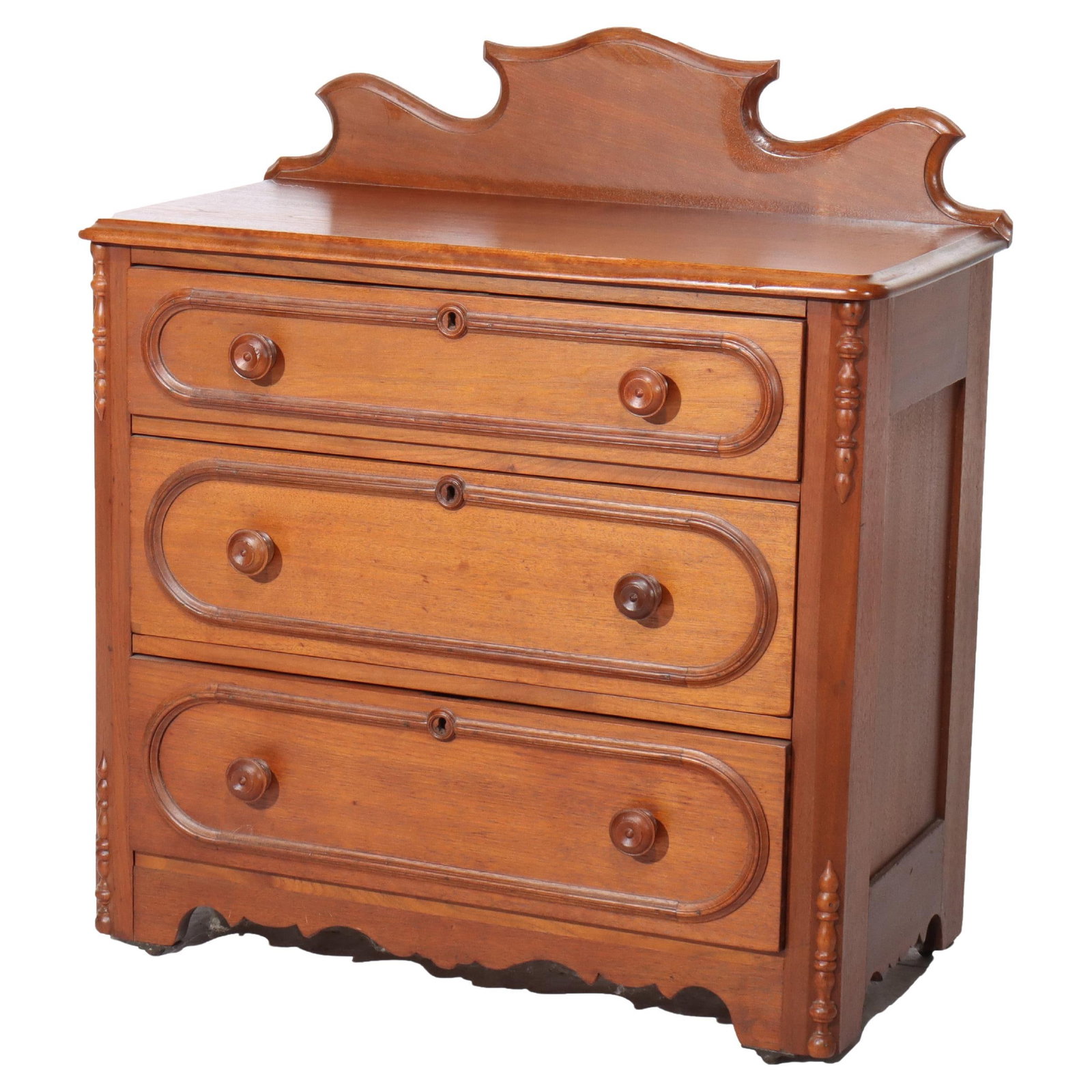Victorian Walnut Commode with 3 Drawers C1890 (1 of 12)