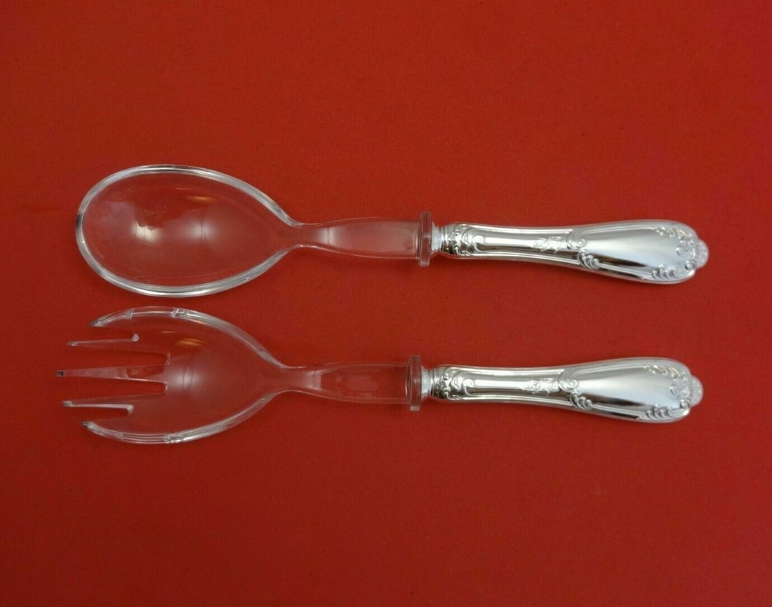 Zaramella Argenti Floreale Sterling Silver Salad Serving Set 2pc with Lucite (1 of 2)