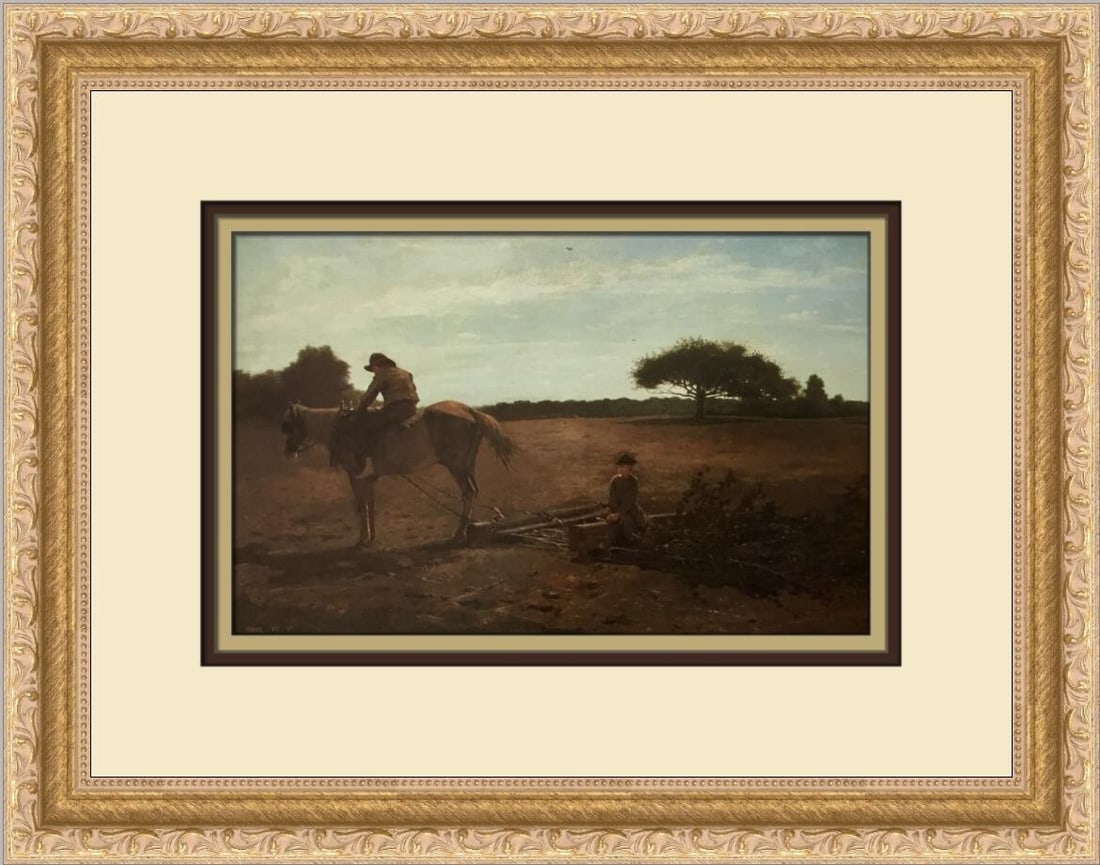 Winslow Homer The Brush Harrow Custom Framed Art Print 1990: Winslow Homer The Brush Harrow Custom Framed Art Print 1990 This stunning custom framed print titled "The Brush Harrow" by renowned artist Winslow Homer captures the essence of Expressionism and Impre