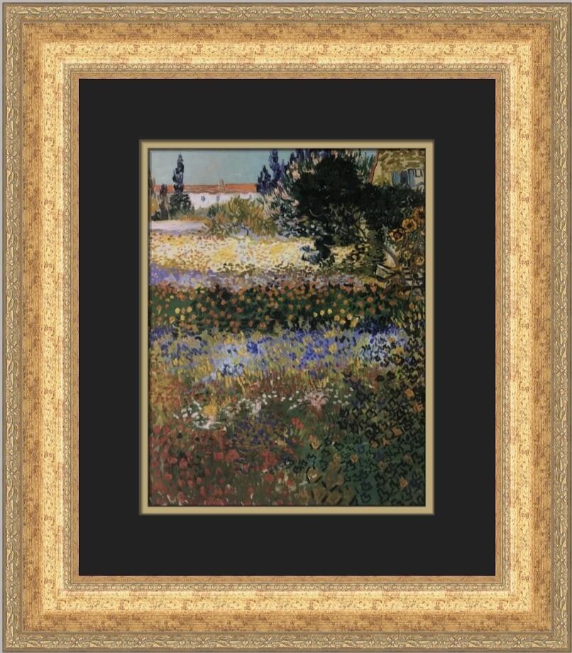Vincent Van Gogh Flowering Gardens Custom Framed Art Print: Vincent Van Gogh Flowering Gardens Custom Framed Art Print Enhance your space with this stunning custom framed print of Vincent Van Gogh's "Flowering Gardens." This medium-sized print measures 10" x 8