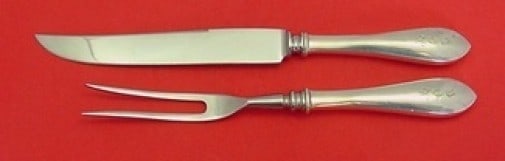 Whiting Colonial Sterling Silver Steak Carving Set 2pc: Whiting Colonial Sterling Silver Steak Carving Set 2pc This exquisite 2-piece steak carving set showcases the timeless Colonial pattern by Whiting, crafted from sterling silver with hollow handles and