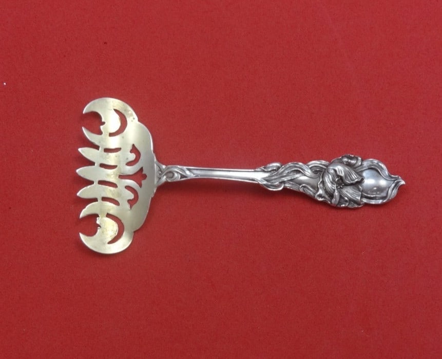 Fessenden Tulip Pattern Sterling Sardine Fork with Gold Wash 4.75 Inch (1 of 1)