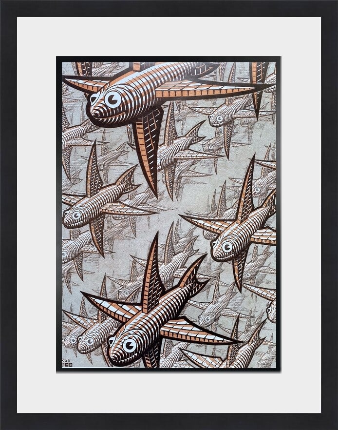 M.C. Escher Depth Custom Framed Surrealism Print 15 x 18 Multi-Color (1 of 2)