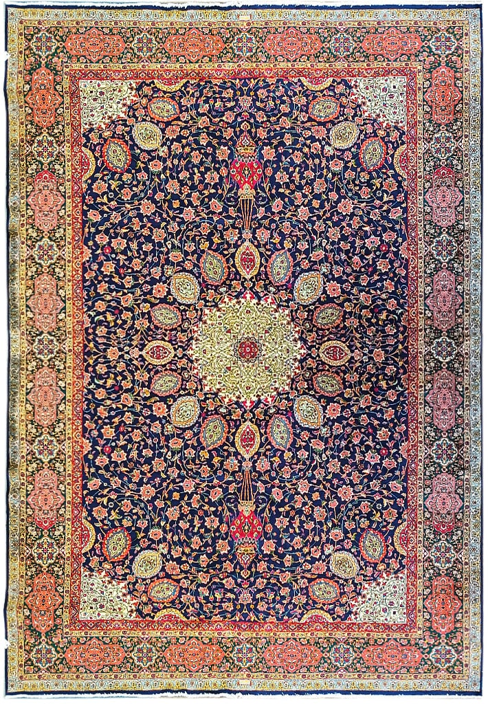 13.4 x 19.8 Persian Tabriz Sheik Safi Area Rug Handmade Wool (1 of 12)
