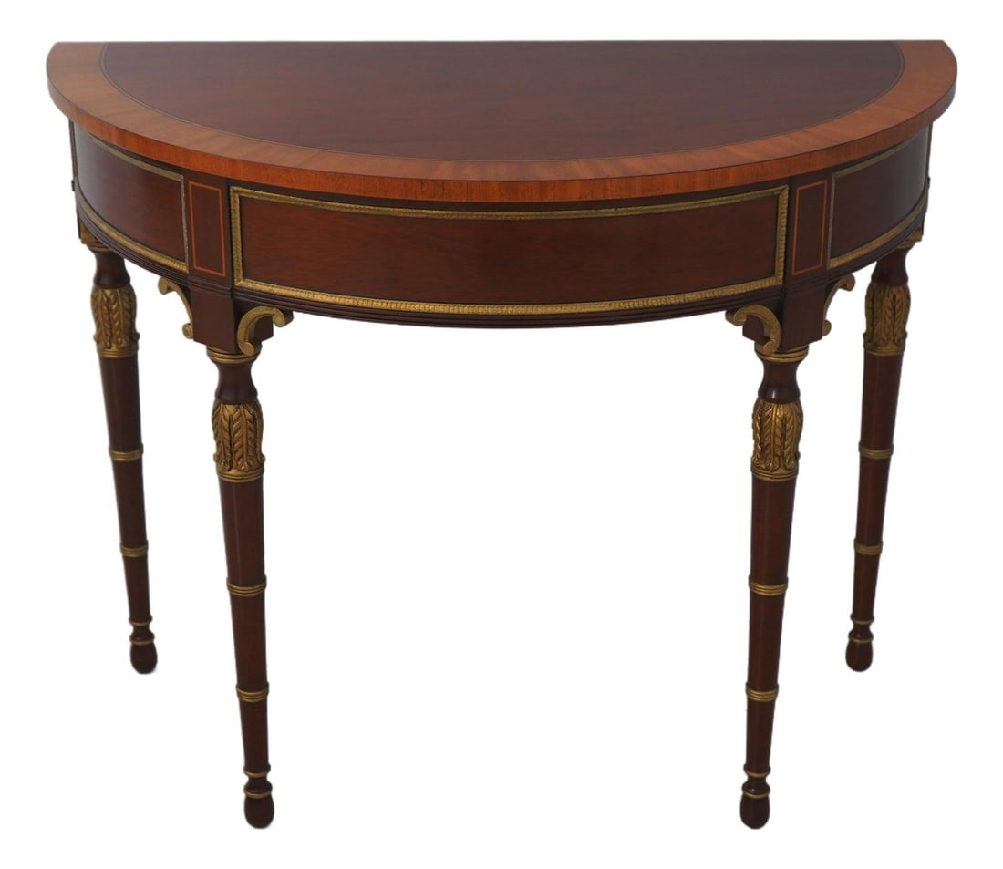 Mahogany Demilune Console Table in Louis XVI Tradition with Inlay Detailing (1 of 10)
