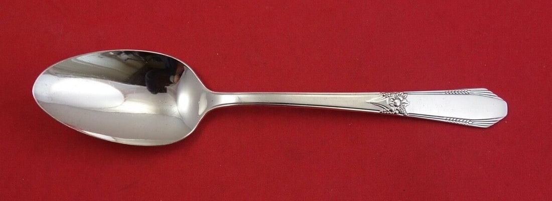 Northumbria Laurier Sterling Silver Serving Spoon 8.5 Inches (1 of 2)