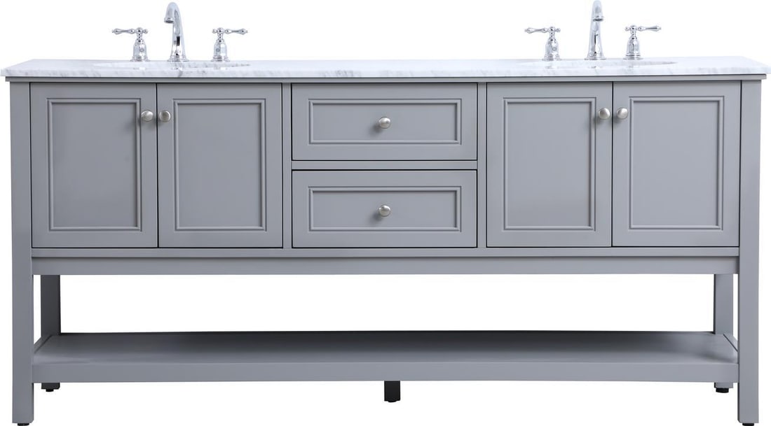 Elegant Lighting 72 Inch Gray Bathroom Vanity with Ample Storage: Elegant Lighting 72 Inch Gray Bathroom Vanity with Ample Storage Introducing a stunning 72" gray bathroom vanity that combines contemporary style with functionality. Crafted from solid wood, this eleg