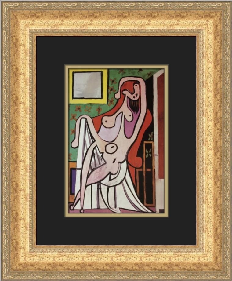 Pablo Picasso Nude in an Armchair Custom Framed Art Print: Pablo Picasso Nude in an Armchair Custom Framed Art Print This stunning custom framed print features Pablo Picasso's "Nude in an Armchair," a captivating piece that embodies the Abstract Expressionism